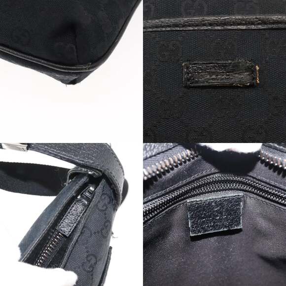 GUCCI GG Canvas Shoulder Bag Black Silver - Picture 11 of 13